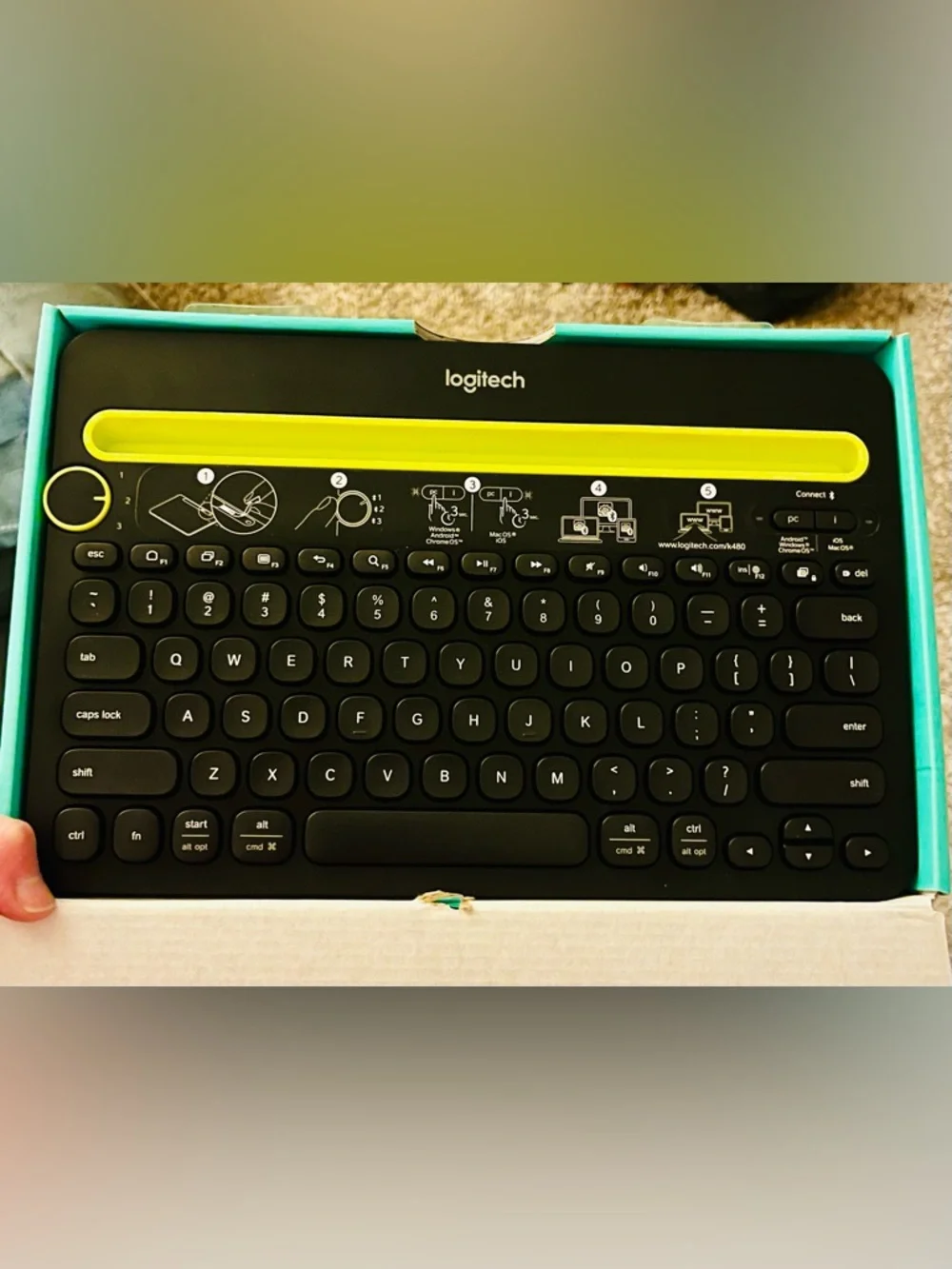Logitech Bluetooth Multi-Device Keyboard in Black with Lime Accent